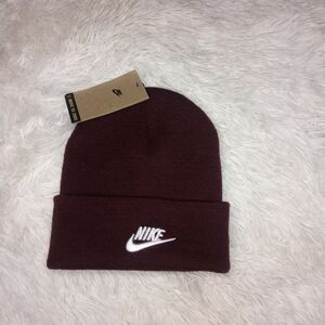 Nike Burgundy Beanie with White Logo
